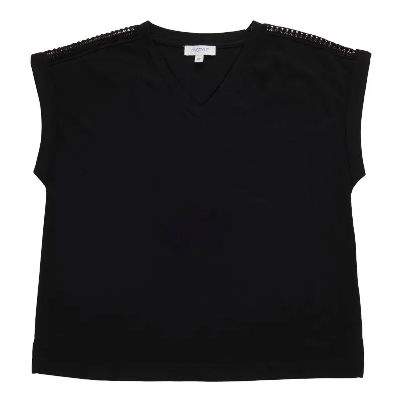 mySTYLE Women's V-Neck Crochet Tee made by Giant Tiger