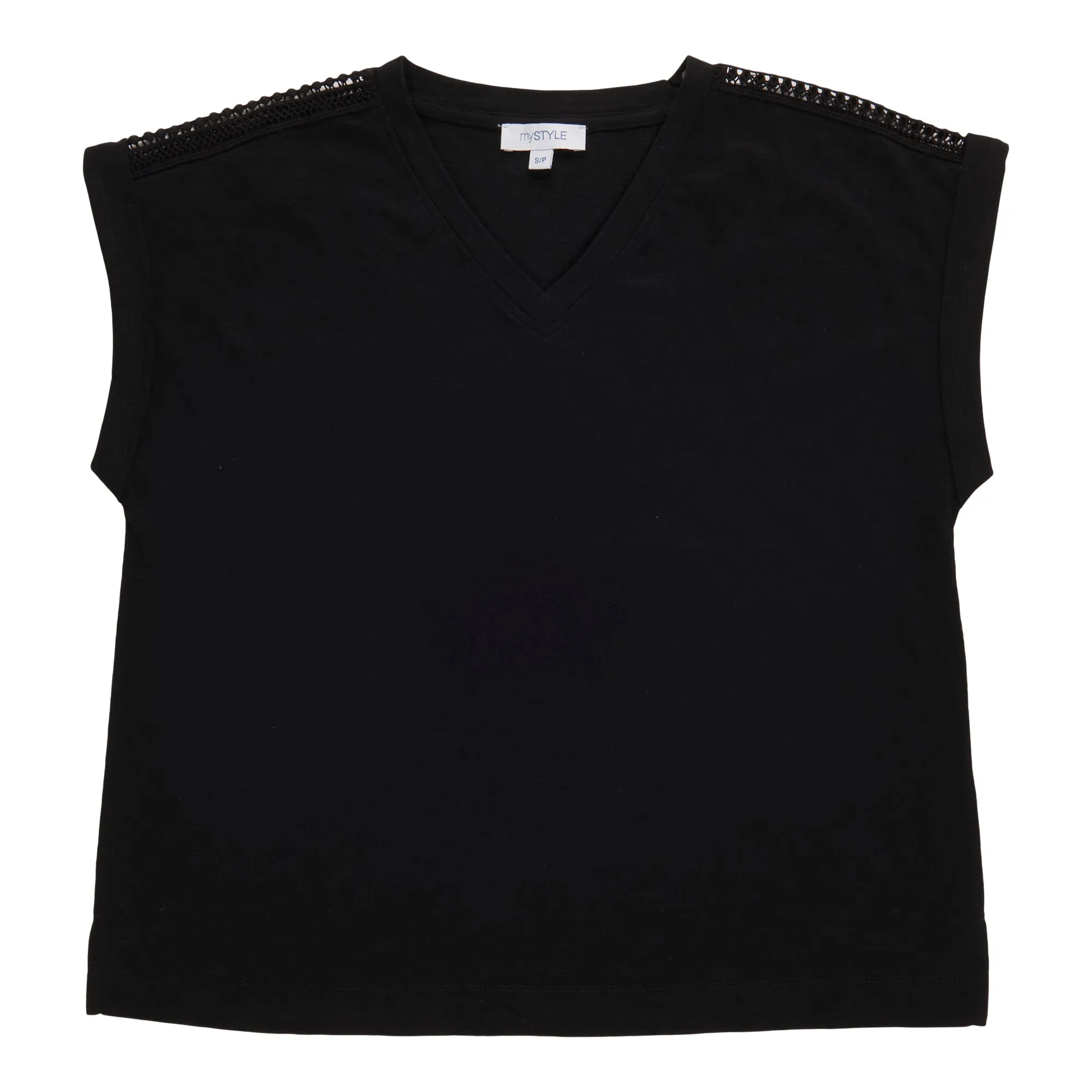 mySTYLE Women's V-Neck Crochet Tee sold by Giant Tiger