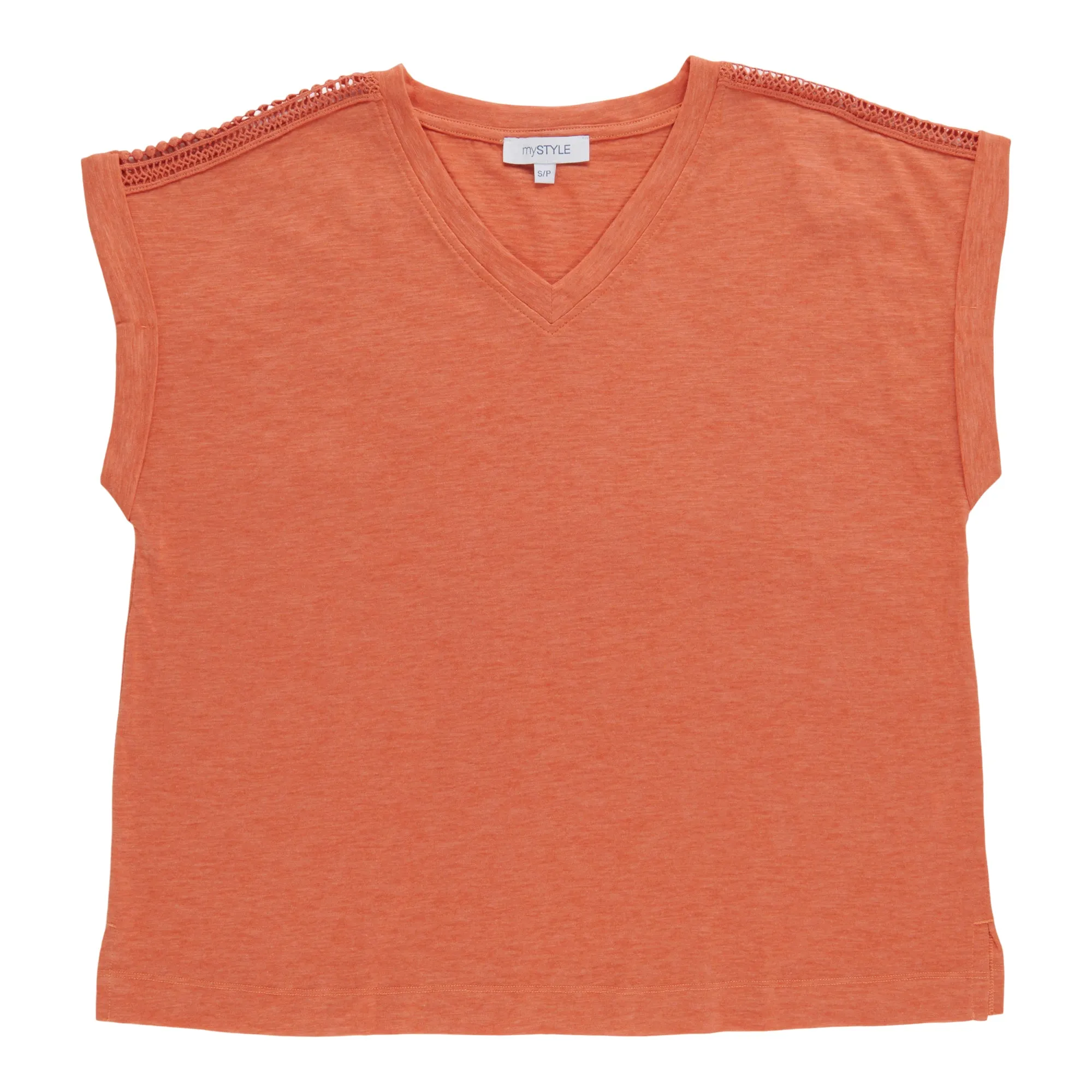 mySTYLE Women's V-Neck Crochet Tee sold by Giant Tiger product image thumbnail 3