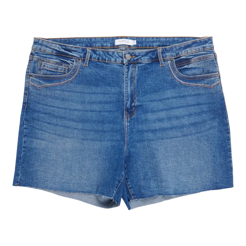 mySTYLE Women's Plus Ibiza Studded Denim Shorts made by Giant Tiger