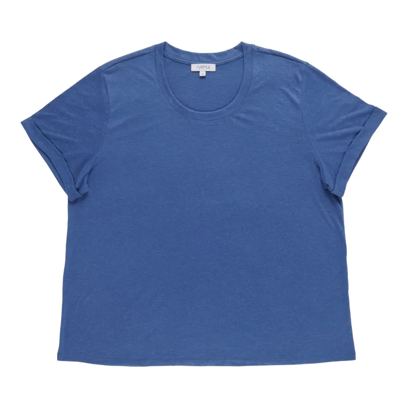 mySTYLE Women's Plus Rolled Sleeve Linen Tee made by Giant Tiger