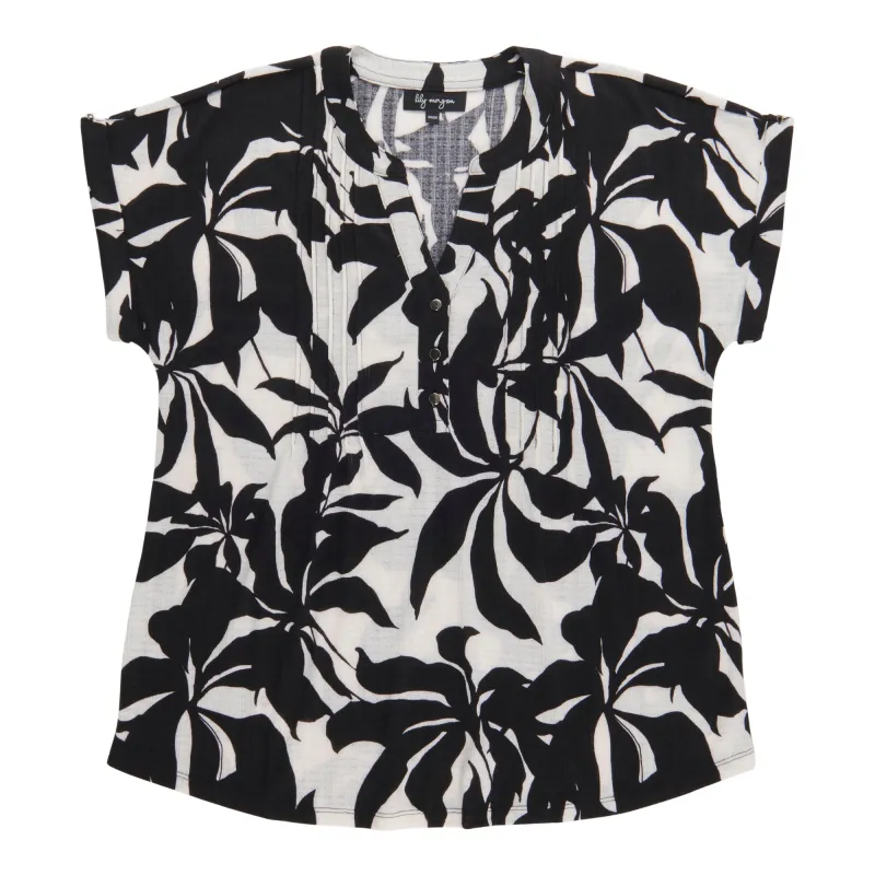 lily morgan Women's Printed Pintuck Top made by Giant Tiger
