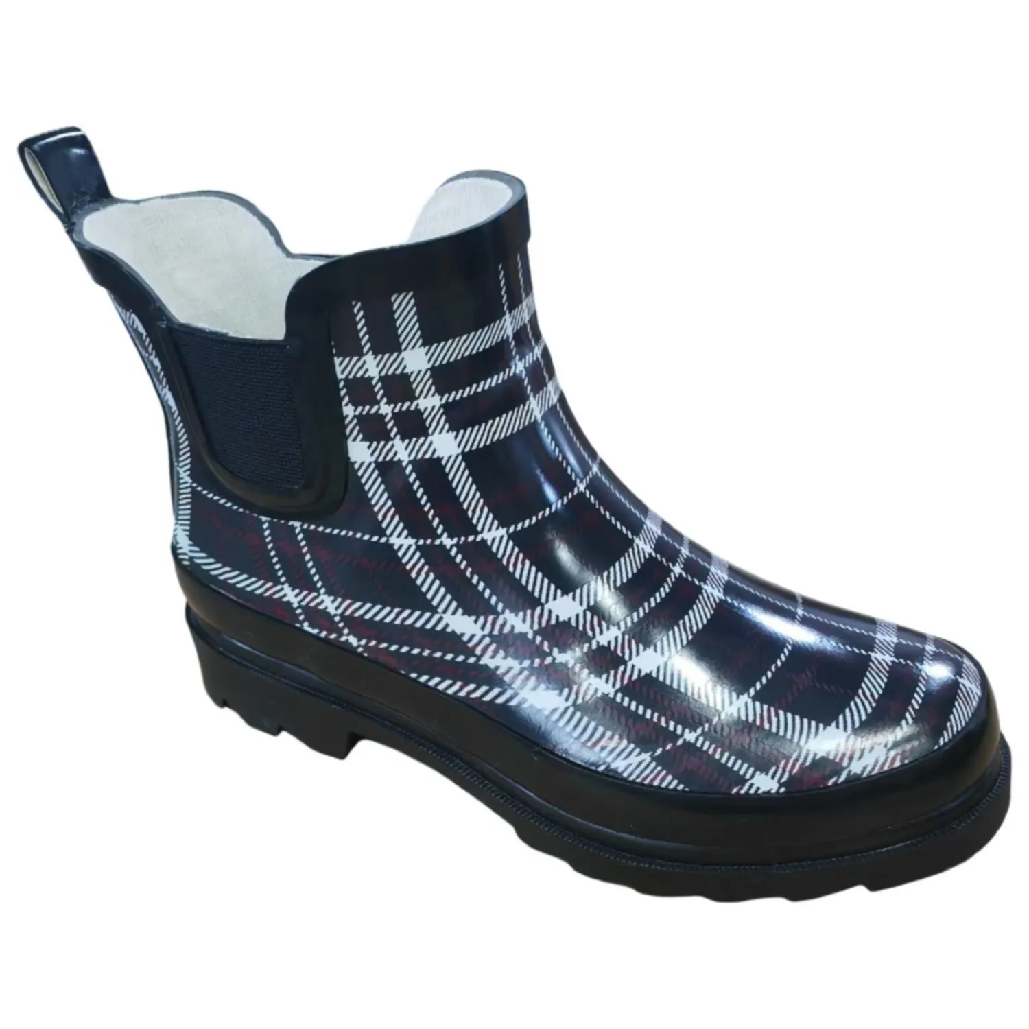 mySTYLE Women's Plaid Ankle Rain Boots sold by Giant Tiger