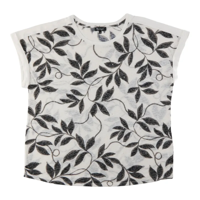 lily morgan Women's Plus Printed Top with Stone Detail made by Giant Tiger