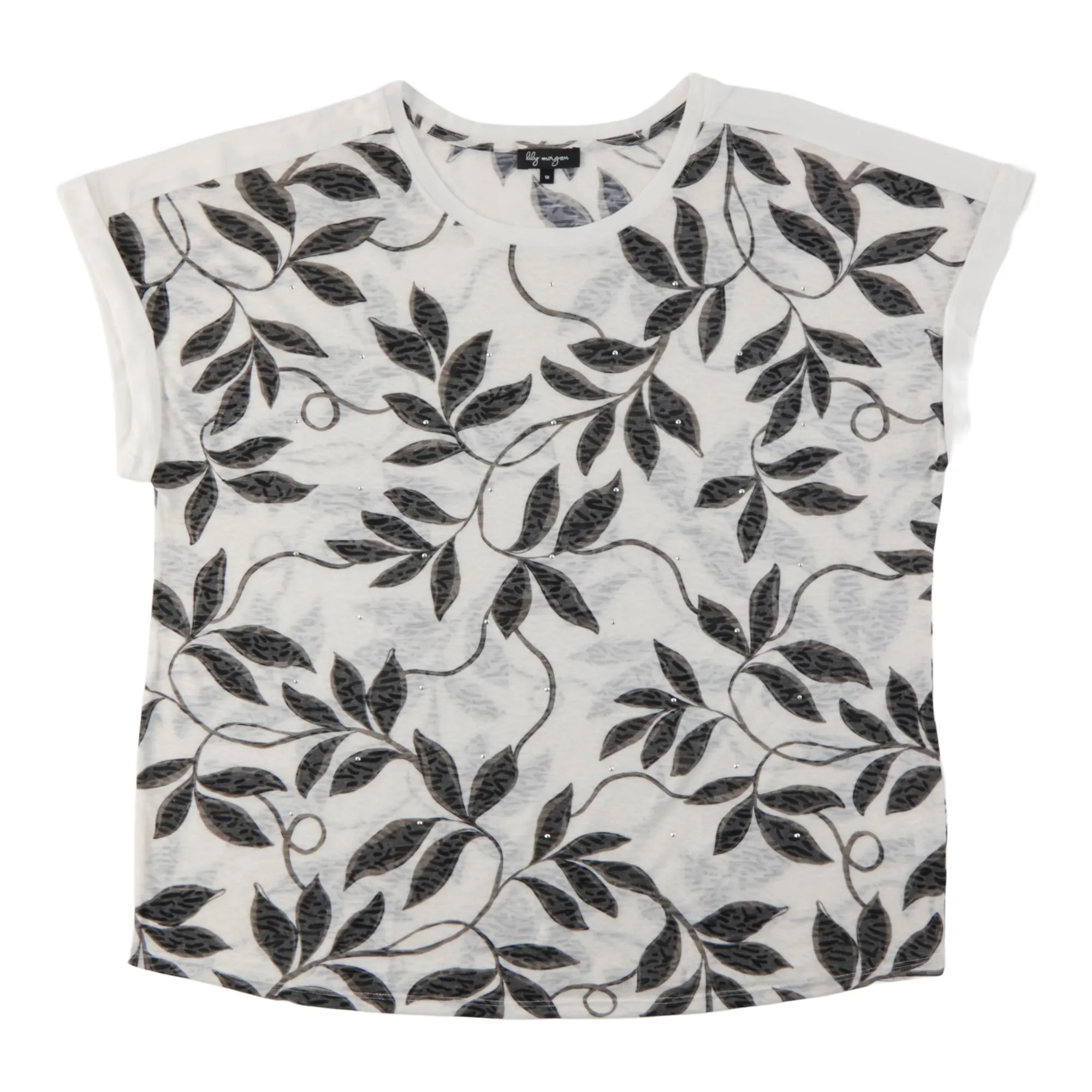 lily morgan Women's Plus Printed Top with Stone Detail sold by Giant Tiger