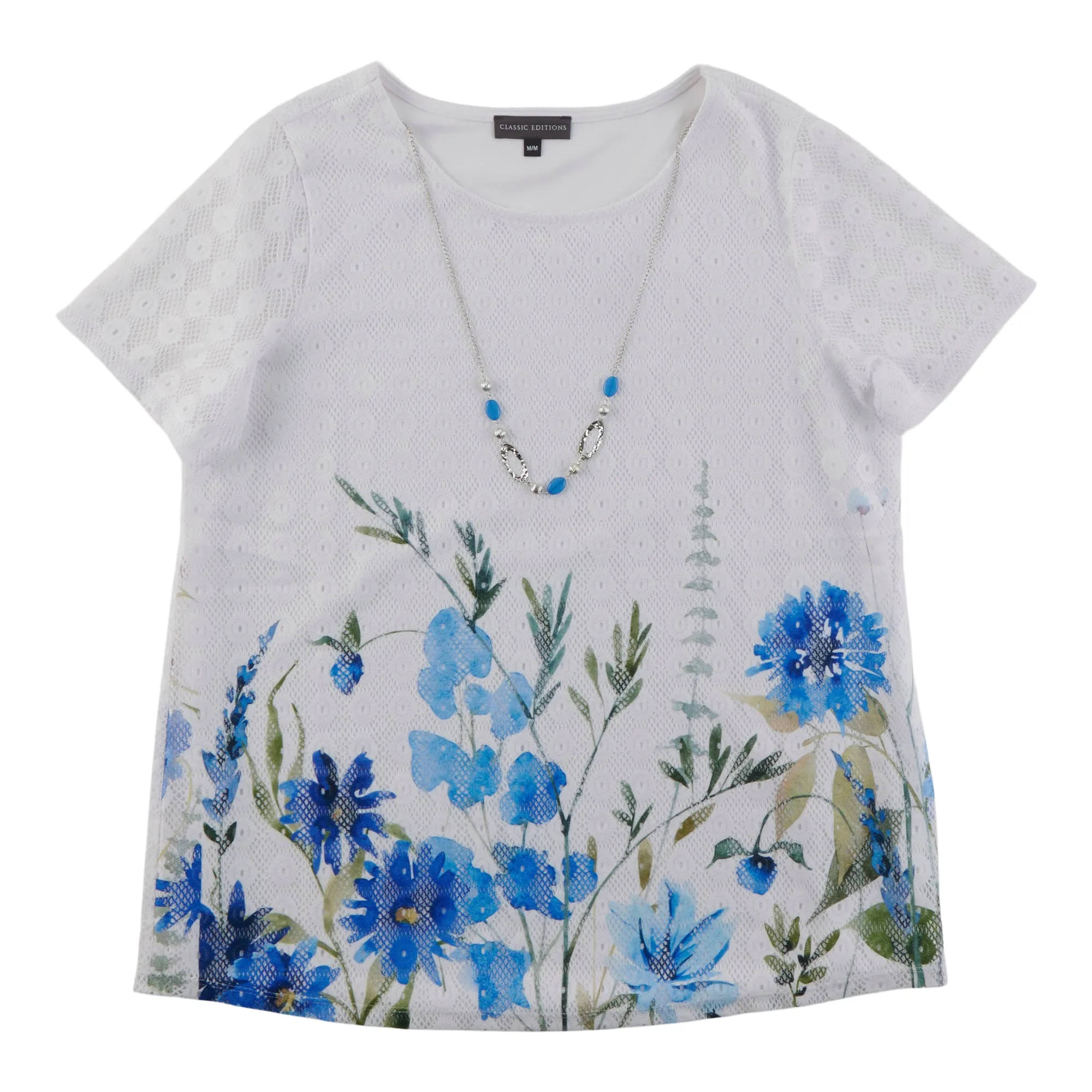 Classic Editions Women's Short Sleeve Crochet Top with Necklace sold by Giant Tiger product image thumbnail 2