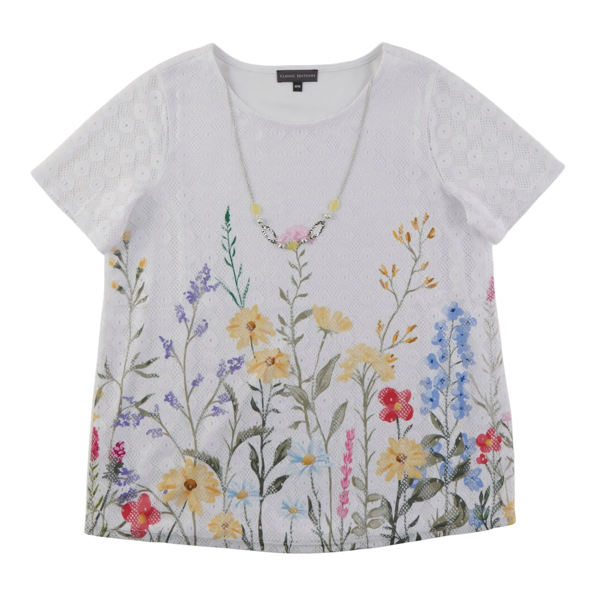 Classic Editions Women's Short Sleeve Crochet Top with Necklace sold by Giant Tiger product image thumbnail 3