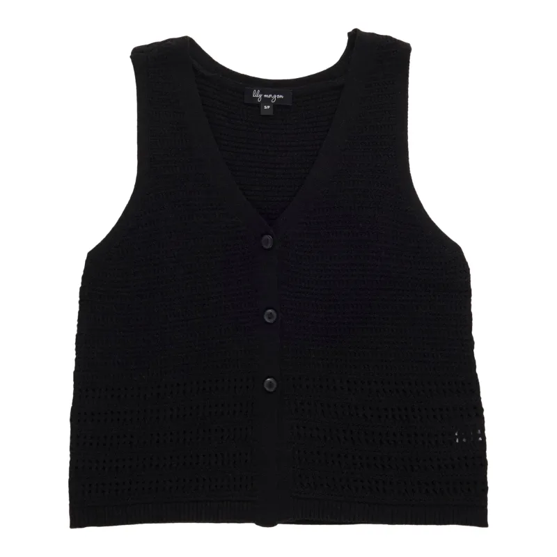 lily morgan Women's Crochet Button Front Vest made by Giant Tiger