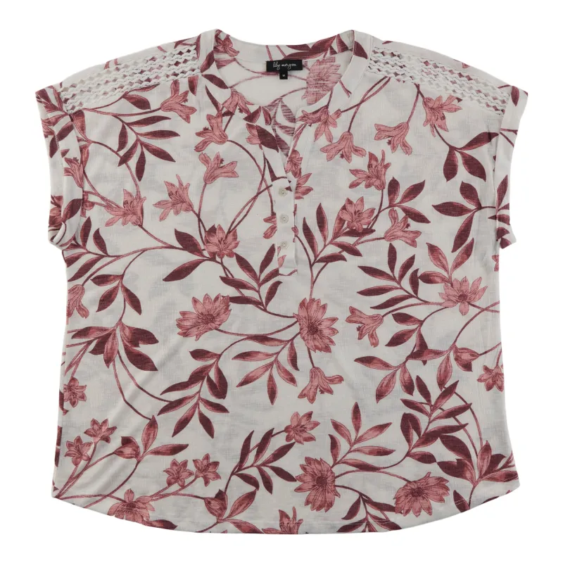 lily morgan Women's Plus Printed Top with Trim Detailing made by Giant Tiger