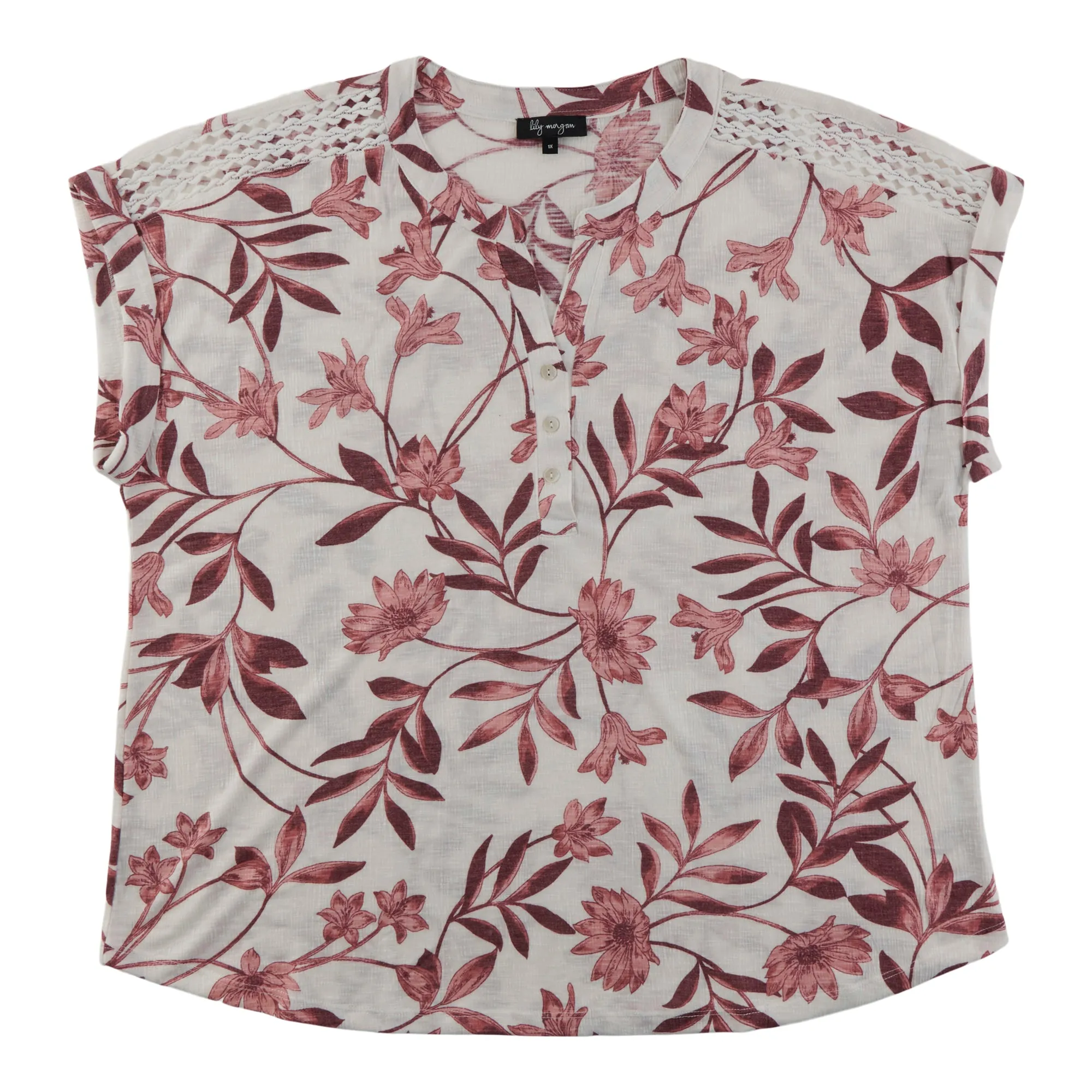 lily morgan Women's Plus Printed Top with Trim Detailing sold by Giant Tiger