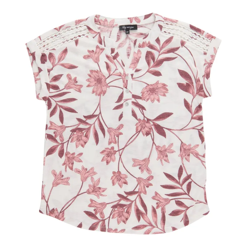 lily morgan Women's Printed Top with Trim Detailing made by Giant Tiger