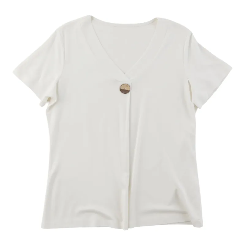 Women's V-Neck Top with Button made by Giant Tiger