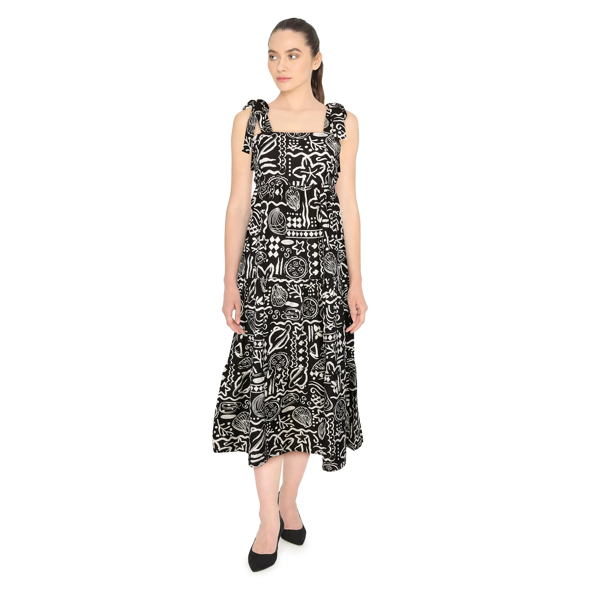 lily morgan Women’s Printed Midi Dress with Tie Straps sold by Giant Tiger product image thumbnail 2