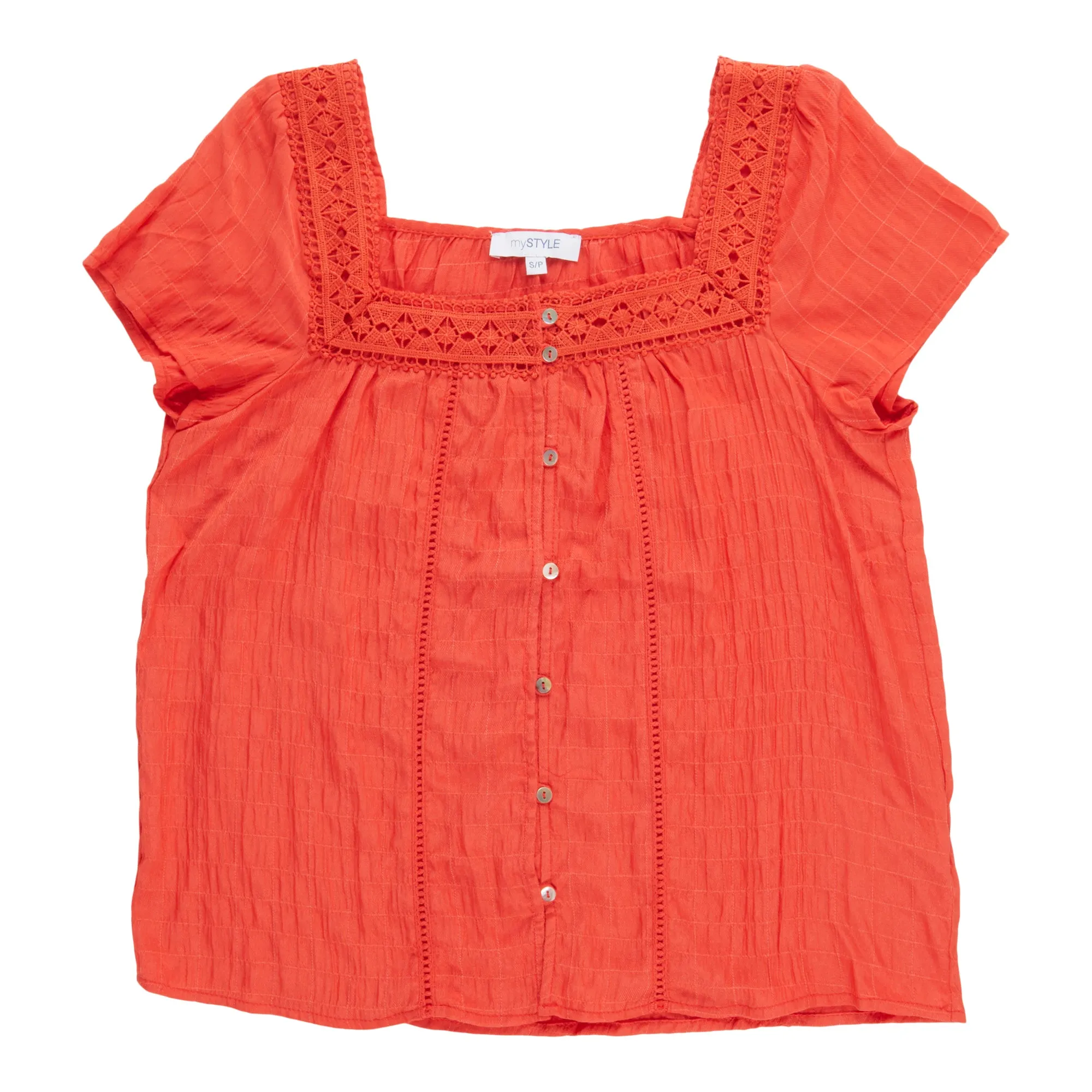 mySTYLE Women's Crinkle Gauze Crochet Top sold by Giant Tiger product image thumbnail 3