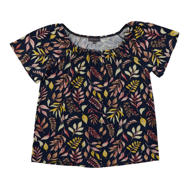 Classic Editions Women's Short Sleeve Top with Button Plackets made by Giant Tiger