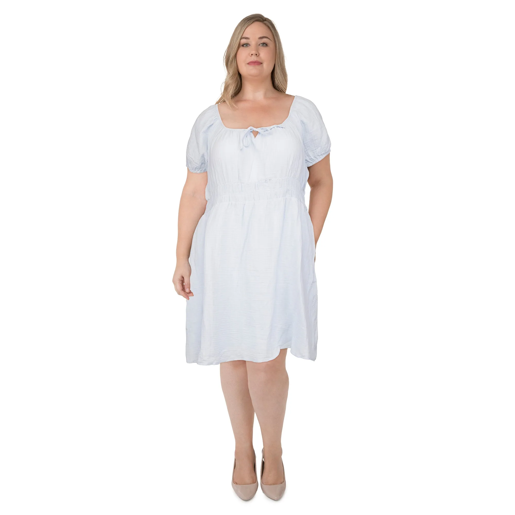 mySTYLE Women's Plus Gauze Puff Sleeve Dress sold by Giant Tiger
