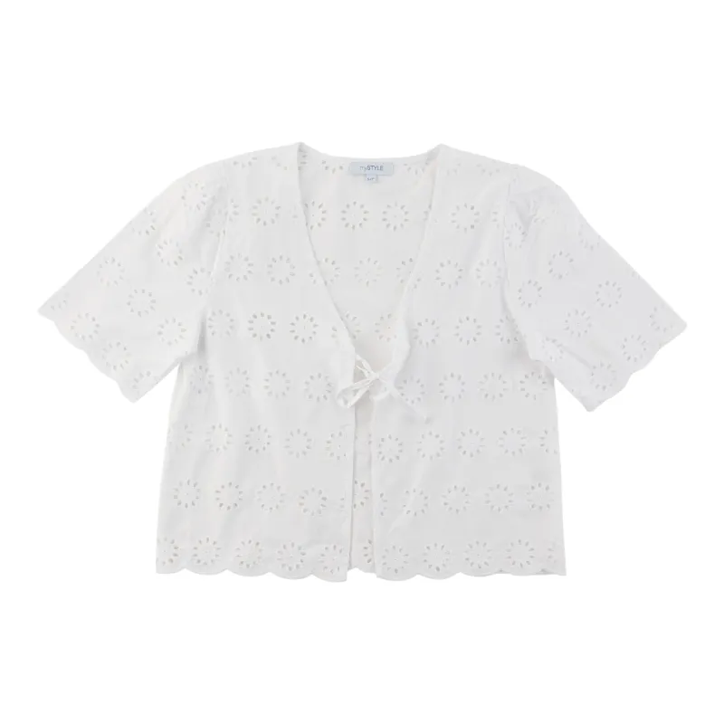 mySTYLE Women's Eyelet Tie-Front Top made by Giant Tiger