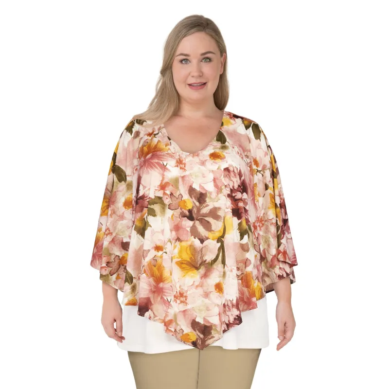 lily morgan Women's Plus Crinkle Top with Ruffles made by Giant Tiger
