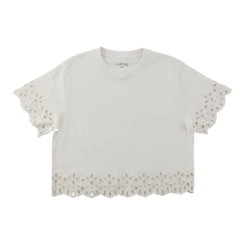 mySTYLE Women's Boxy Eyelet Sleeve Tee made by Giant Tiger