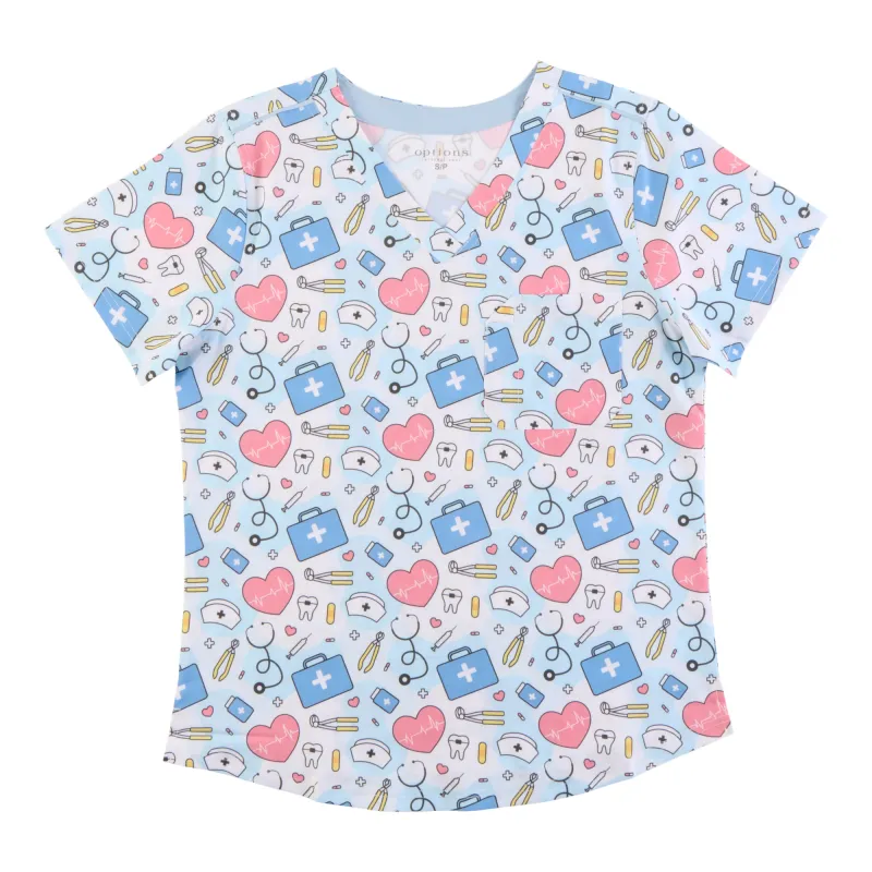 Options Women's Printed Classic Scrub Top made by Giant Tiger