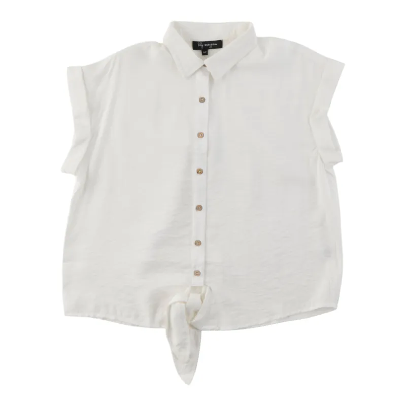 lily morgan Women's Textured Tie Front Blouse made by Giant Tiger