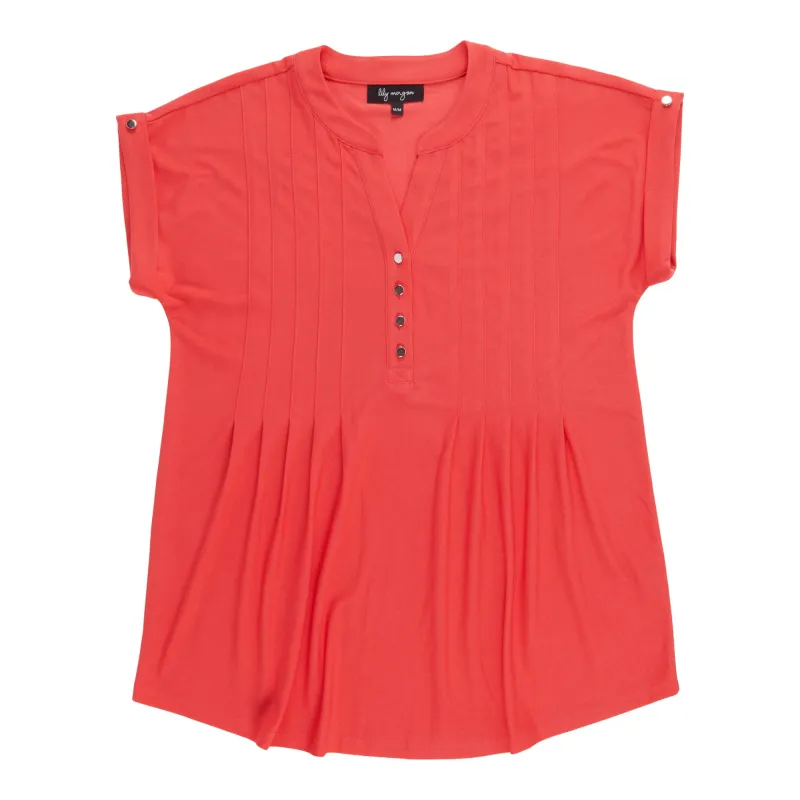 lily morgan Women's Solid Pleated Top made by Giant Tiger