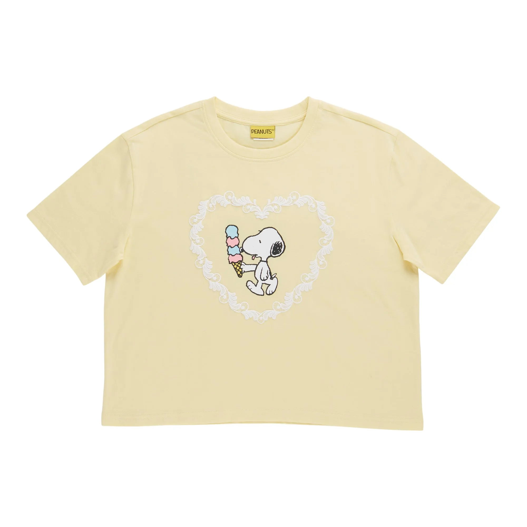 Women's Licensed Peanuts Puff Print T-Shirt sold by Giant Tiger