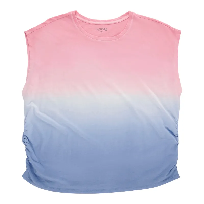 mySTYLE Women's Plus Dip Dye Ruching Tee made by Giant Tiger