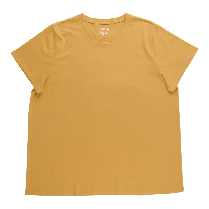 mySTYLE Women's Plus Short Sleeve Crew Neck Tee made by Giant Tiger