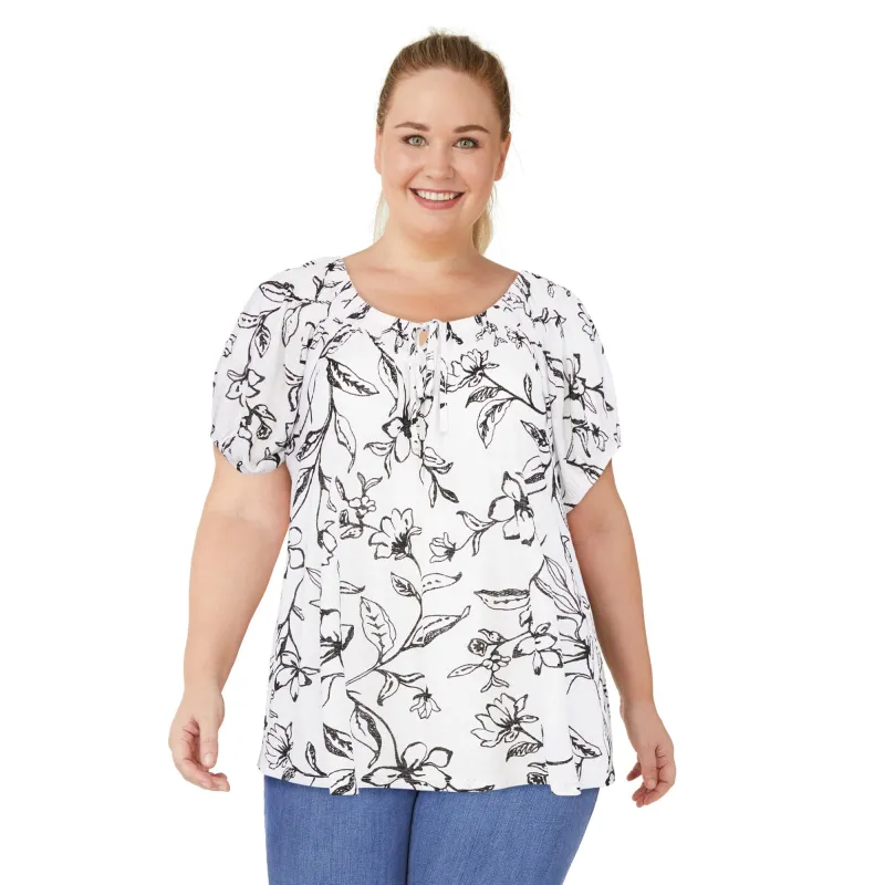 lily morgan Women's Plus Printed Top made by Giant Tiger