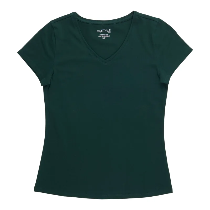 mySTYLE Women's V-Neck Short Sleeve T-Shirt made by Giant Tiger