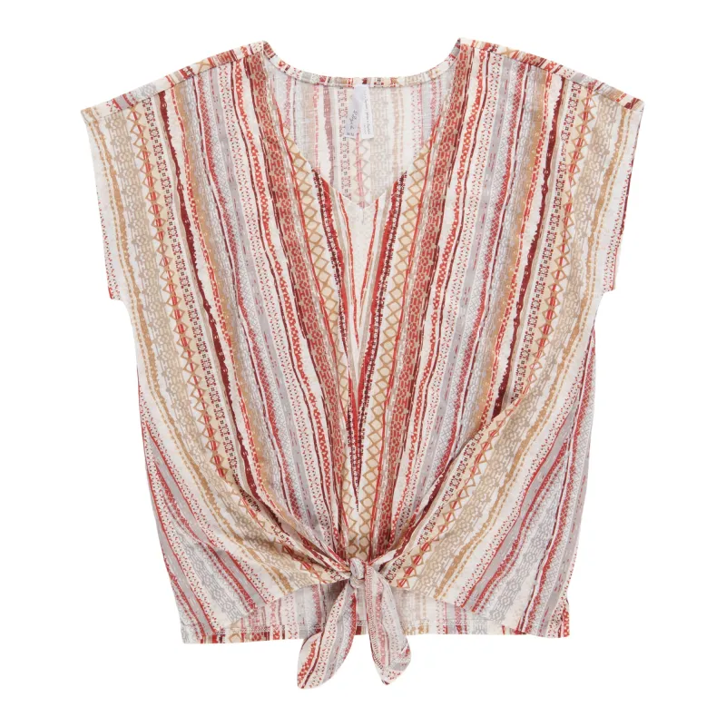 Women's V-Neck Tie Front Top made by Giant Tiger