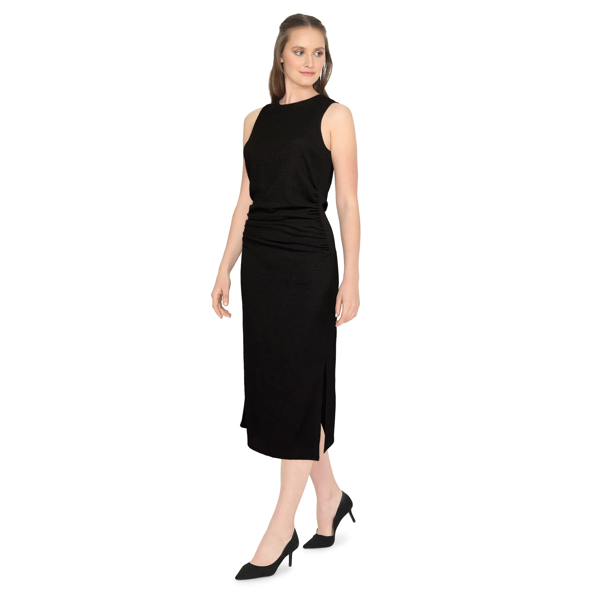 lily morgan Women's Knit Ruched Midi Dress sold by Giant Tiger product image thumbnail 4