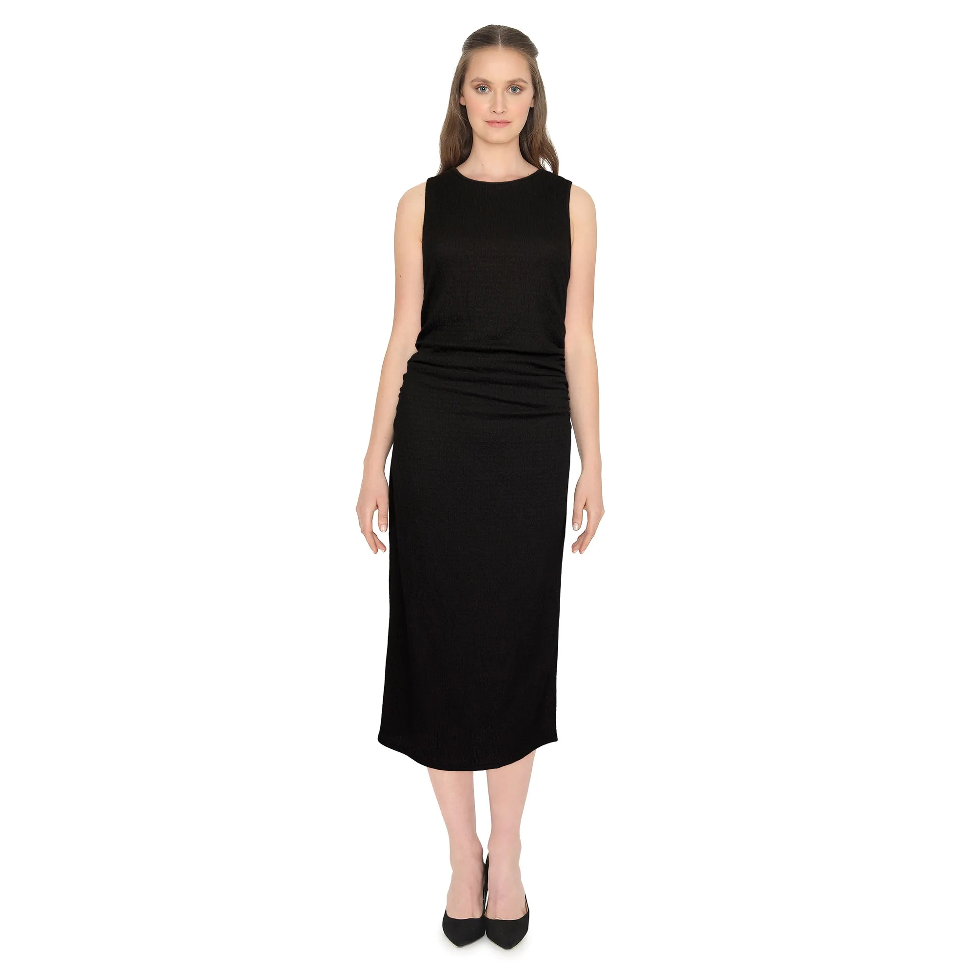 lily morgan Women's Knit Ruched Midi Dress sold by Giant Tiger product image thumbnail 3