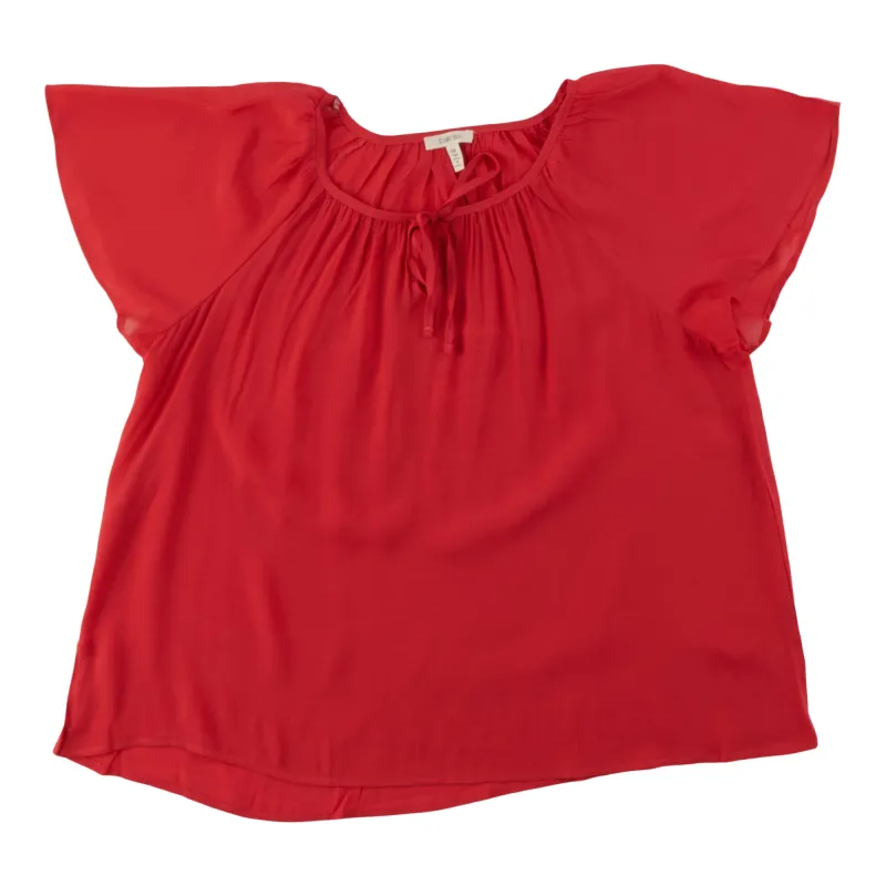 Women's Plus Split V-Neck Short Sleeve Blouse made by Giant Tiger