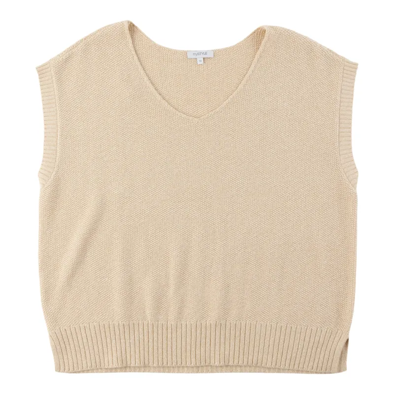 mySTYLE Women's Plus Short Sleeve Textured Sweater made by Giant Tiger