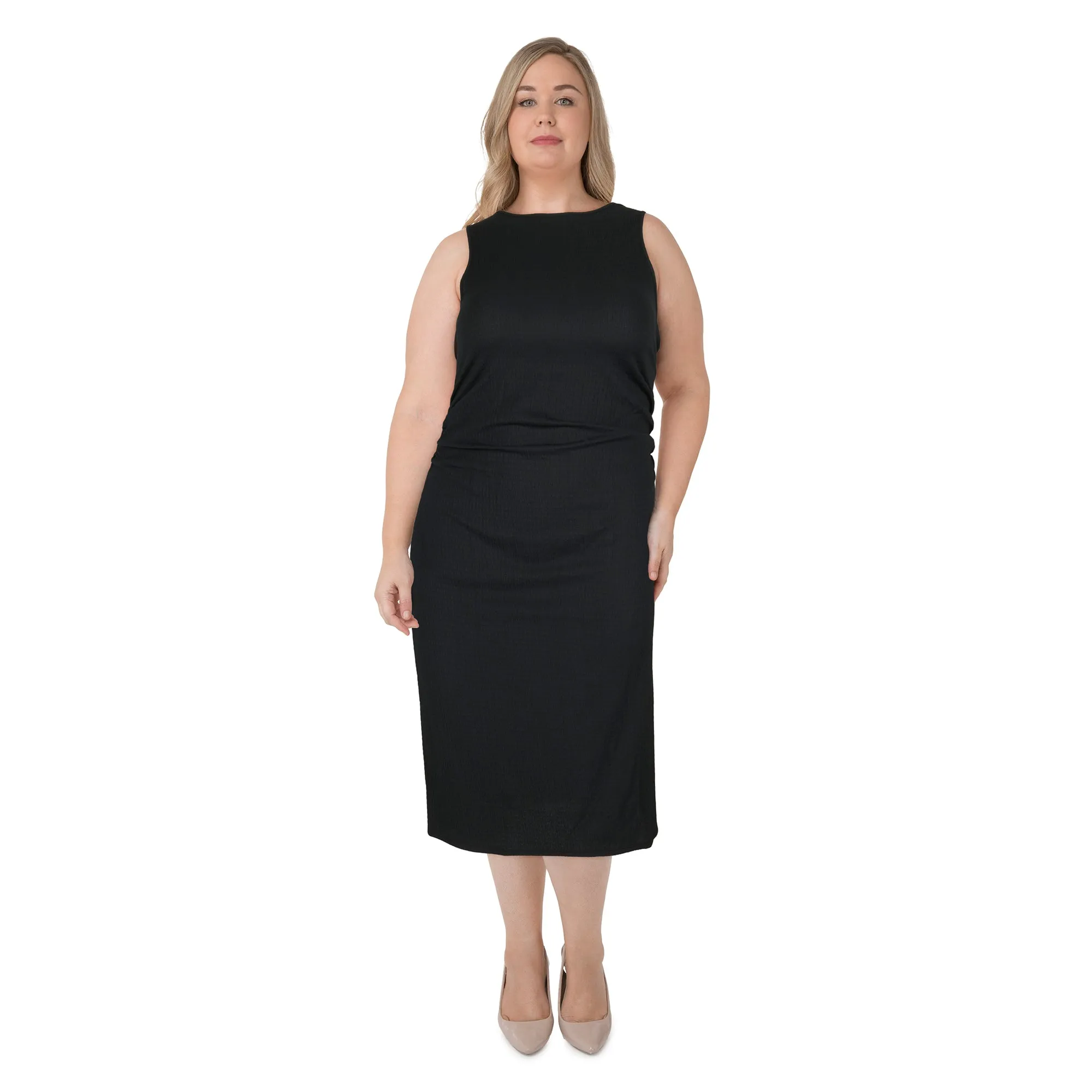 lily morgan Women's Plus Knit Ruched Midi Dress sold by Giant Tiger