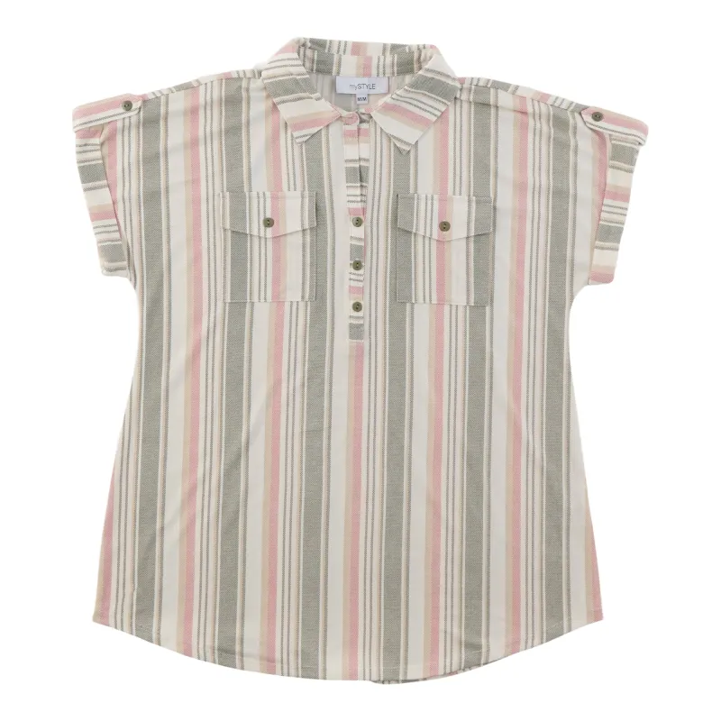 mySTYLE Women's Short Sleeve Collared Top made by Giant Tiger