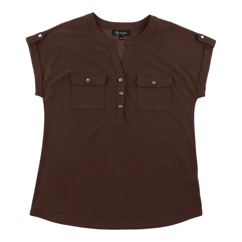 lily morgan Women's Top with Dual Chest Pockets made by Giant Tiger