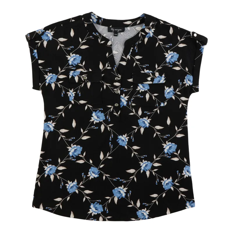 lily morgan Women's Printed Top with Dual Chest Pockets made by Giant Tiger