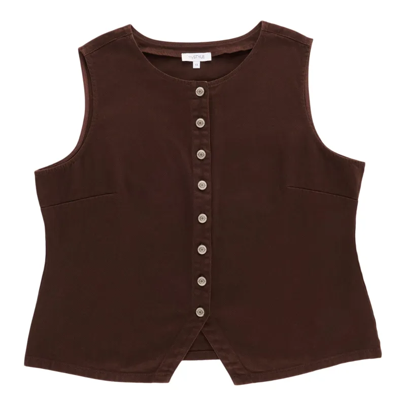 mySTYLE Women's Plus Denim Vest made by Giant Tiger