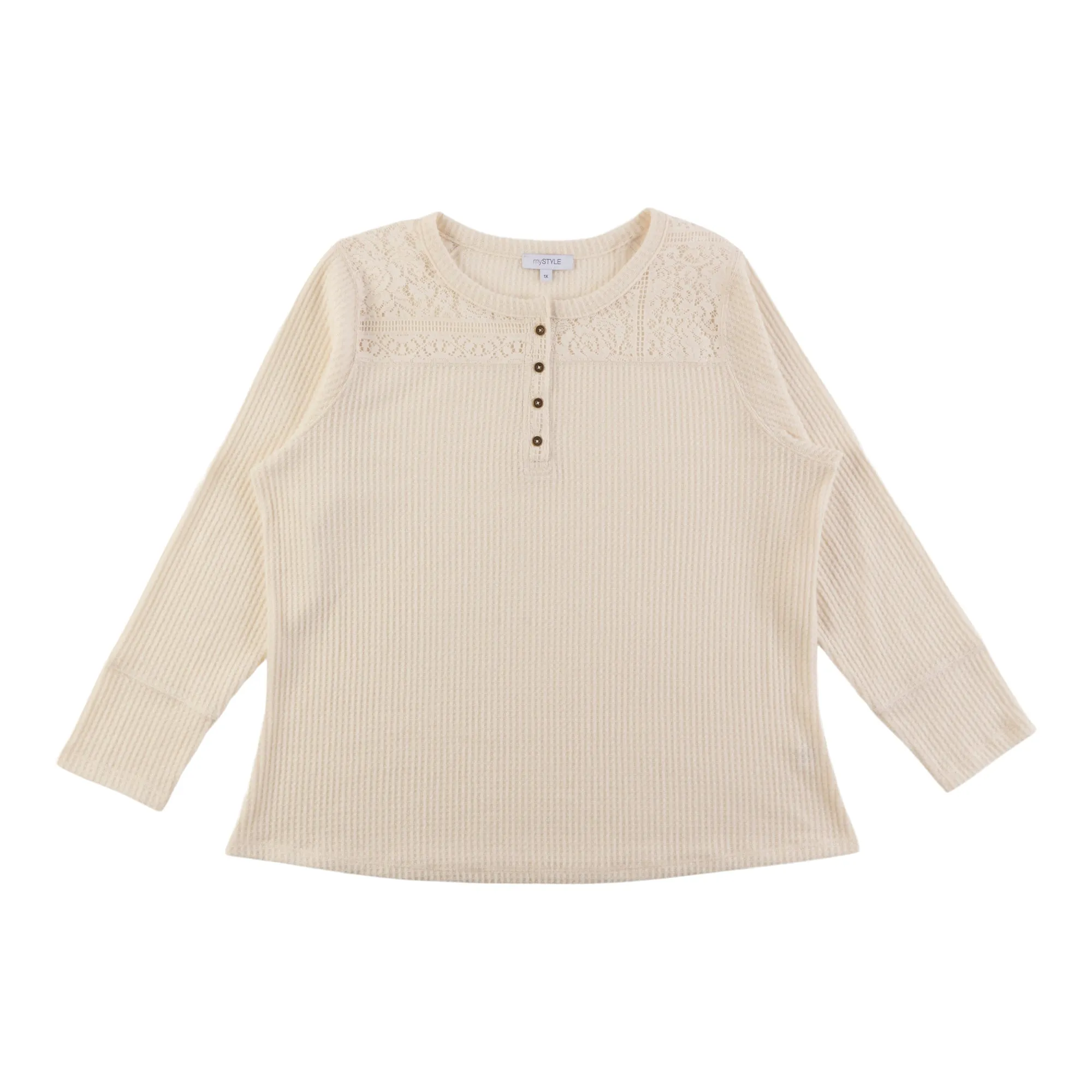mySTYLE Women's Plus Waffle Knit Top sold by Giant Tiger