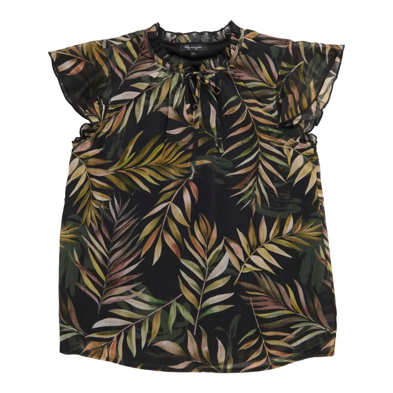 lily morgan Women's Printed Blouse with Ruffle Sleeves made by Giant Tiger