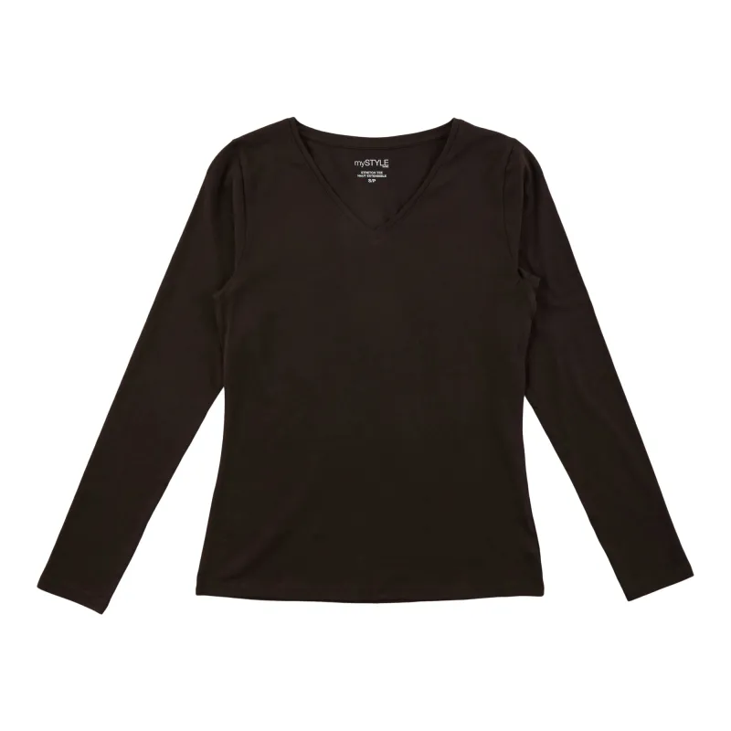 mySTYLE Women's Long Sleeve V-Neck Tee made by Giant Tiger