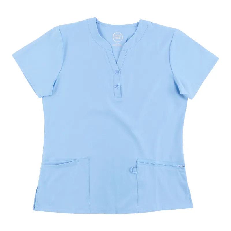 Women's Solid Button Placket Scrub Top made by Giant Tiger