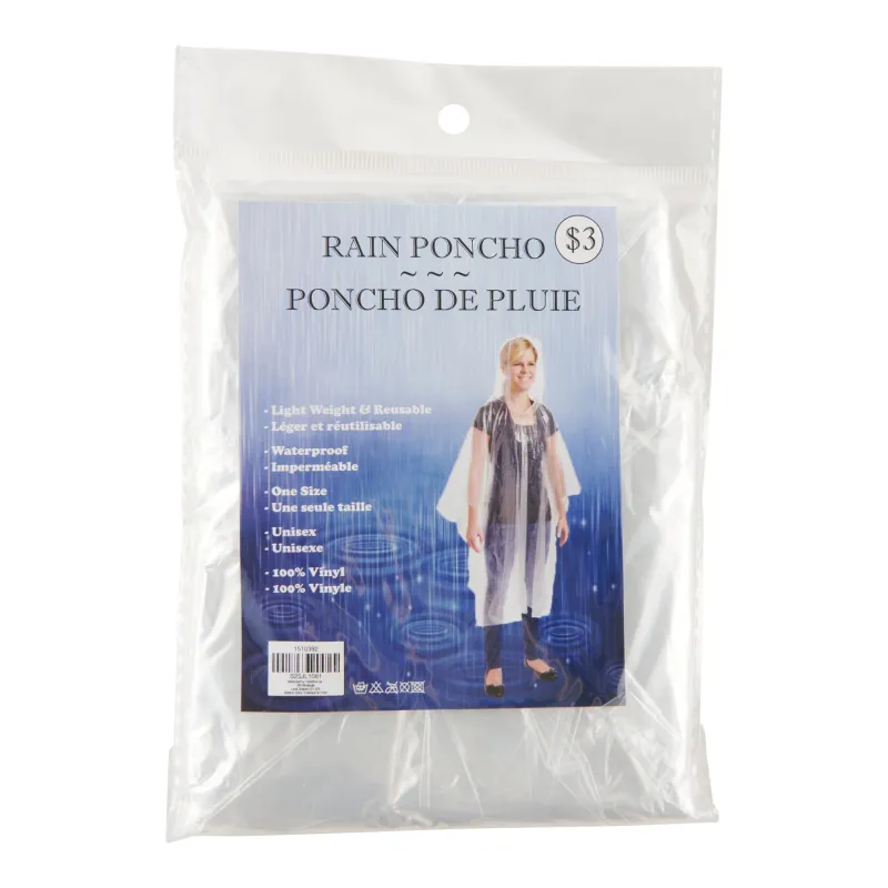 Unisex Hooded Rain Poncho made by Giant Tiger