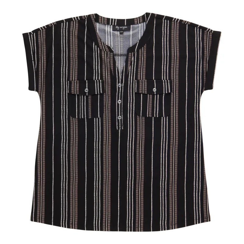 lily morgan Women's Printed Top with Pleated Pockets made by Giant Tiger