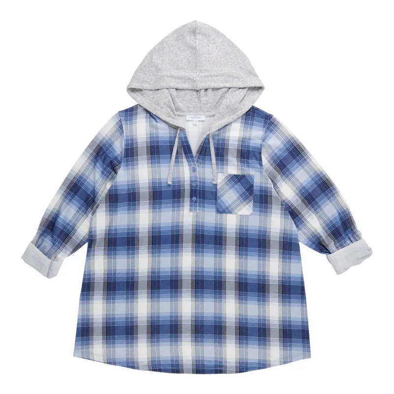 mySTYLE Women's Plus Plaid Brushed Hooded Tunic made by Giant Tiger