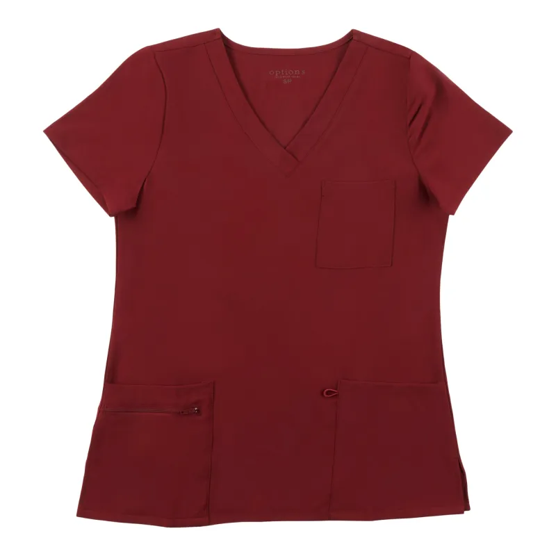 Options Women's Solid Textured V-Neck Scrub Top made by Giant Tiger