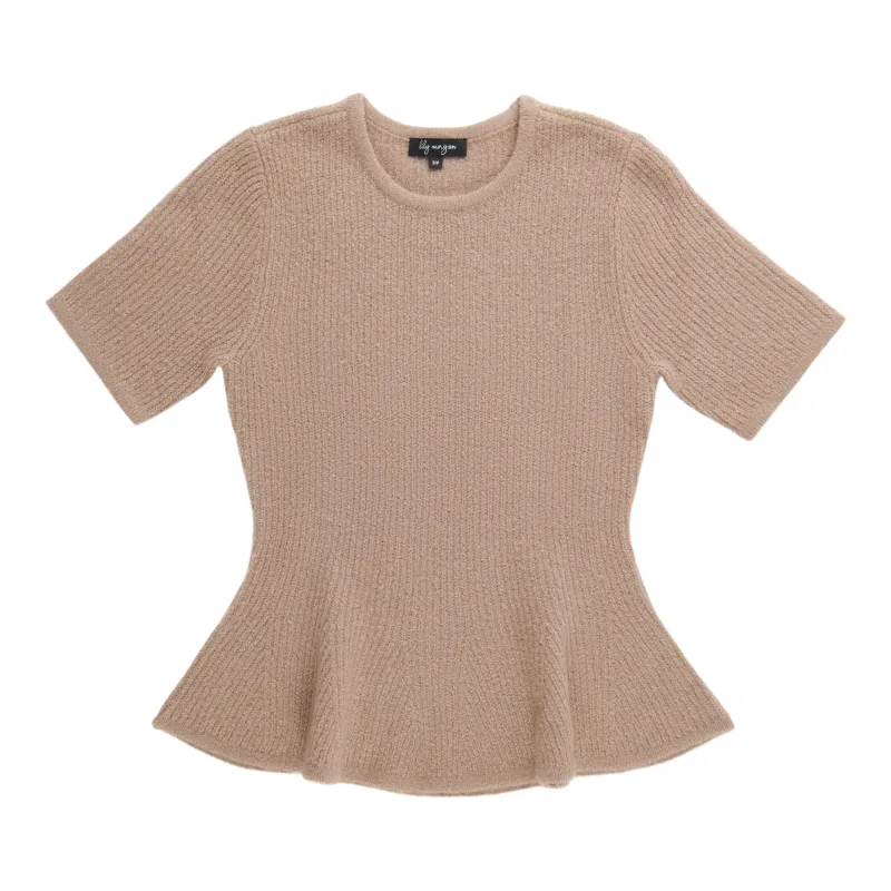 lily morgan Women's Short Sleeve Peplum Sweater made by Giant Tiger